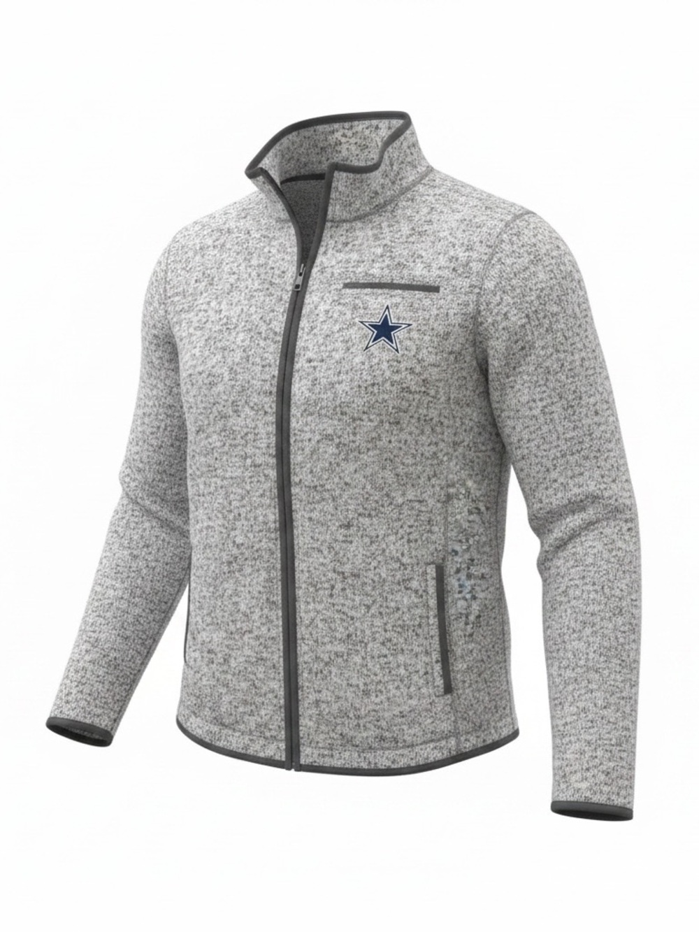 NFL Men's Gray Full-Zip Heathered Fleece Jacket with Star Logo
